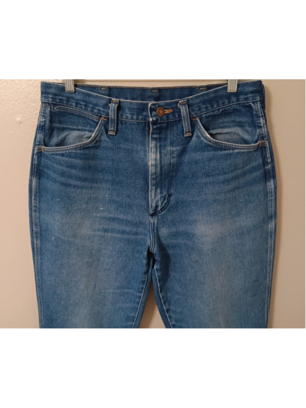 VTG 70s 80s Wrangler Men's 31x31 Blue Jeans 945DEN Reg Fit Bootcut USA *Distress - Picture 5 of 12